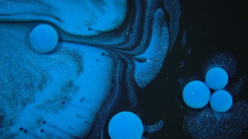 Blue Ink Spheres Abstract Fluid Motion