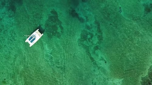 Aerial View of Boats on Tropical Turquoise Ocean
