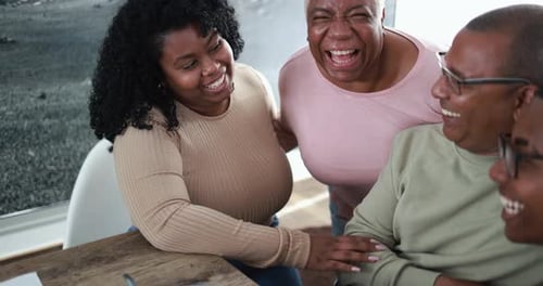 Happy black family having fun together