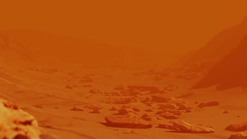Landscape of Planet Mars Surface with Yellow Rocks