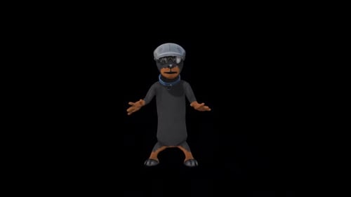 Animated Doberman Dog Character Dancing Loop
