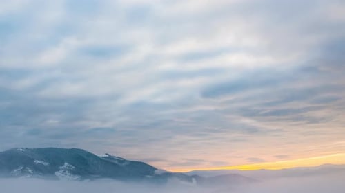 View in Foggy Sunset Winter Mountain