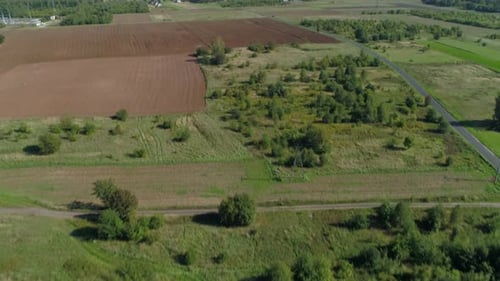 Scenic Aerial View of Rural Farmland Landscape