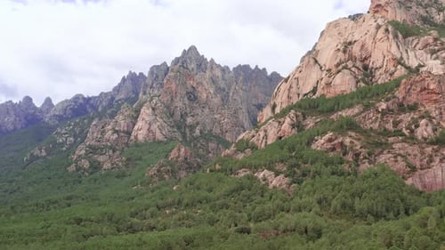 Aerial View of Rocky Mountain and Summer Landscape of Nature