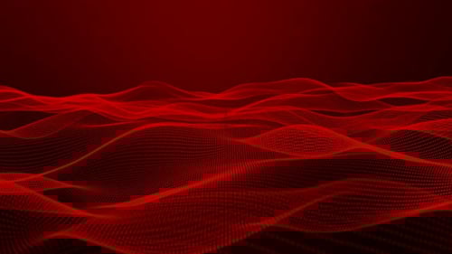 Red Abstract Digital Particle Waves Flowing Loop Background