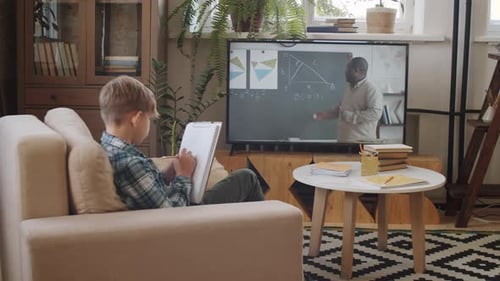 Boy Learning Online During Remote Lesson at Home