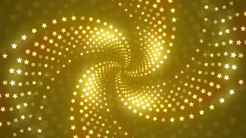 Golden Glowing Stars Swirling Loop Background