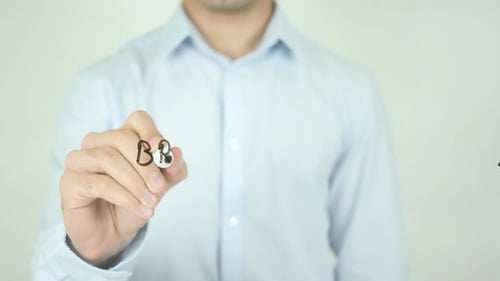 Brainstorming, escrevendo em tela transparente