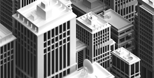 Seamless Isometric City Buildings Loop Animation