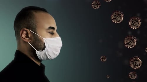Surgical Face Mask Protecting Against Airborne Virus Particles