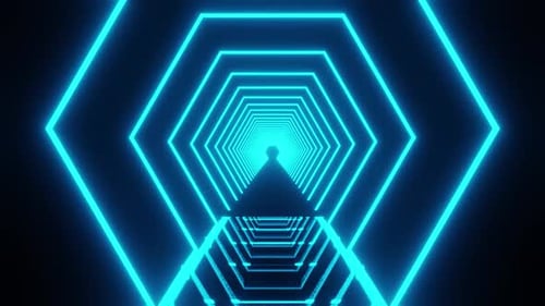 Vj Loop Of The Hexagon Heon Blue Background With Mirrored Floor HD