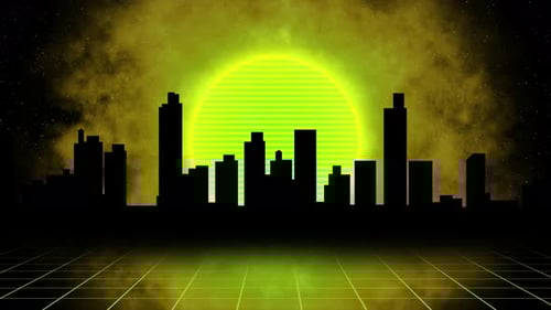 Abstract Sunny Retro City Color Light Green