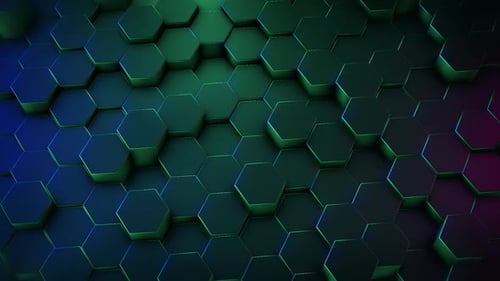 Animated Hexagon Pattern with Colorful Light Abstract Background