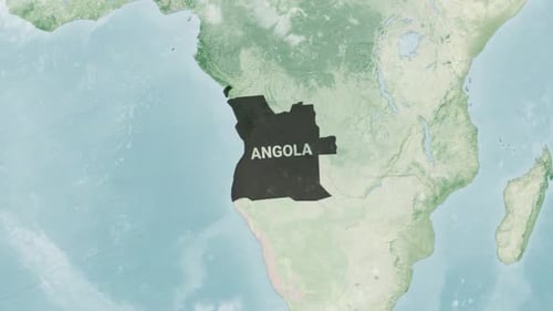Modern Earth Globe Zoom and Angola Country Map Highlight