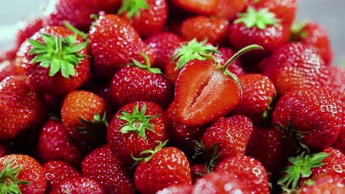 Pile of Fresh, Juicy Strawberries Close Up