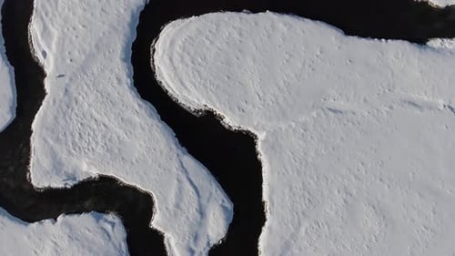 Aerial Winding River Winter