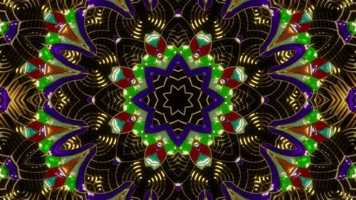Vibrant Decorative Kaleidoscope Pattern Loop with Gold Accents