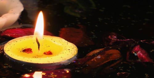 Candles and Dry Leaves on the Water 4