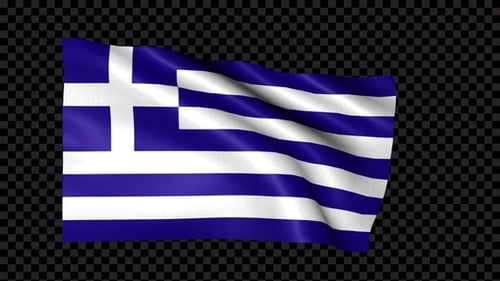 Greece National Flag Waving Alpha Channel Loop