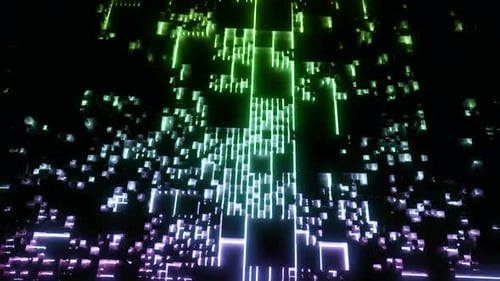 Futuristic Digital Grid Lines and Cubes Tech Background