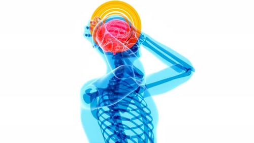 4K anatomy concept of a headache