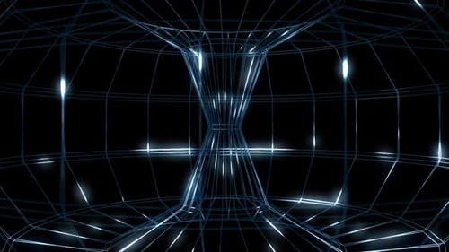 Futuristic Wireframe Tunnel Abstract Loop Background