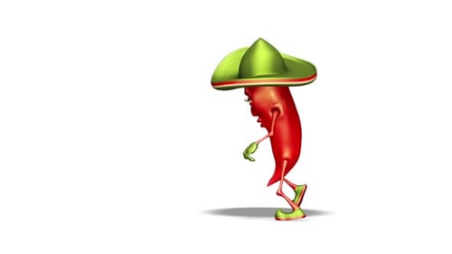 Strong Pepper Looped Dance on White Background