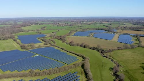 Aerial View of Solar Farm Drone 4K