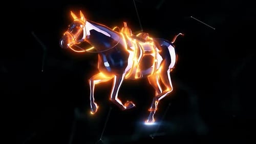 Futuristic Glowing Horse Trotting 3D Animation