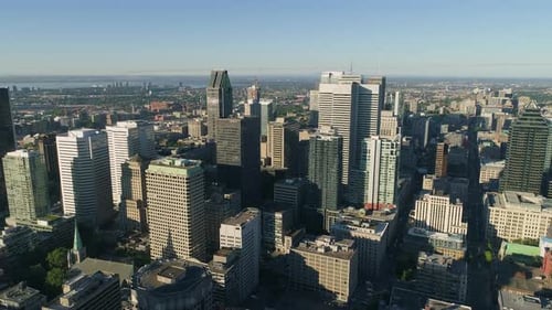 Aerial view of skyscrapers in Downtown Montreal