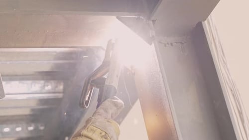 Welding Metal Structure with Bright Sparks