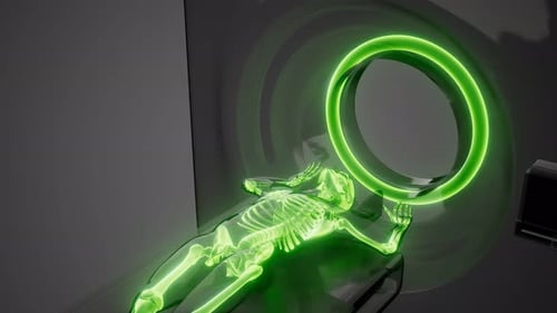 Glowing Human Skeleton Medical Imaging Scan