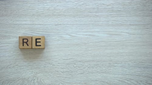 Recycling Wooden Blocks Spell Environment Concept