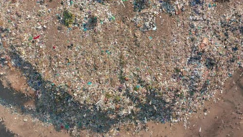 Aerial View. Garbage Pile in Trash Dump. Environmental Pollution From Consumerism Household