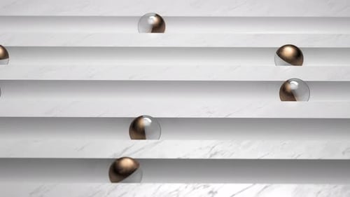 Abstract Spheres Moving on Marble Stripes Loop Background