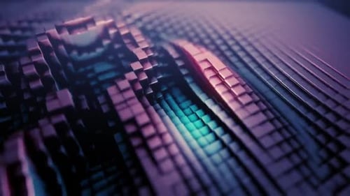 Abstract Digital Wave of Undulating Cubes Background