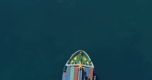 Aerial View of Cargo Ship. Large Container Ship at Sea