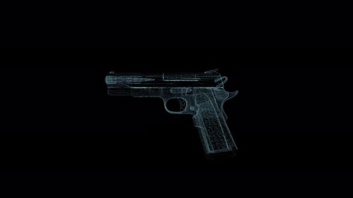 3D Seamless Loop Gun Hologram Wireframe