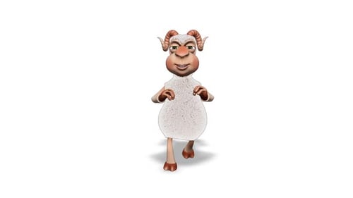Comic 3D Ram Dance Looped on White