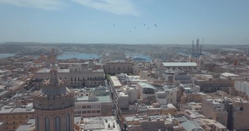 Aerial View of the Main Cathedral in Valetta, Malta.
