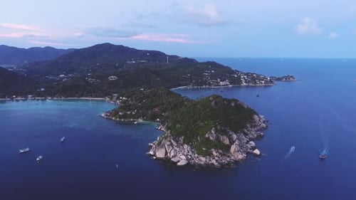 Aerial View On Thailand Island At Sunset