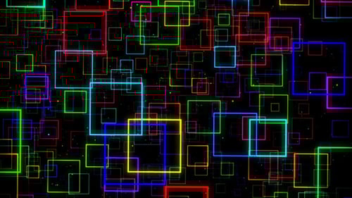 Animated Colorful Neon Geometric Squares Looping Background