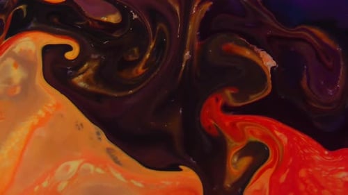 Abstract Swirls of Orange, Red, and Black