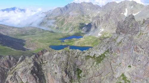 Flight Over Sharp Mountain Ridge