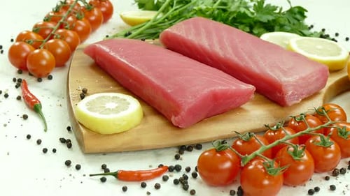 Fresh Tuna Fillets with Tomatoes and Herbs