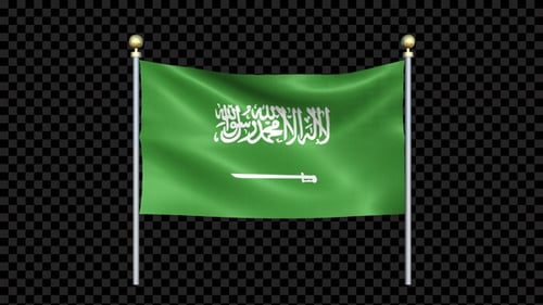 Waving Saudi Arabia Flag with Alpha Channel