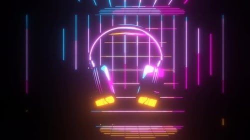Dynamic Neon Headphones and Pulsating Equalizer Animation