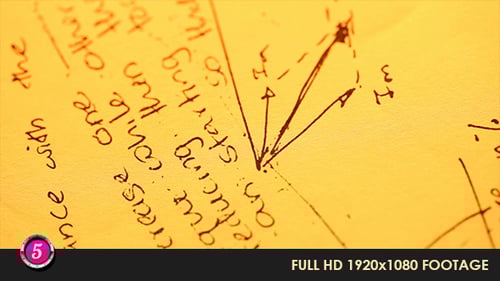 Scientific Diagrams and Handwriting Close Up View