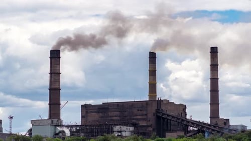 Urban Landscape Smoked Polluted Atmosphere From Emissions of Plants and Factories, View