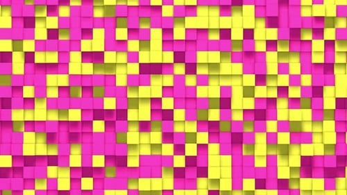 Pink yellow small box cube random geometric background